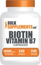 BulkSupplements.com Biotin 1000006 Capsules - Biotin Supplement, Biotin Vitaminleri Saç, Skin ve Nails, B7 - Gluten Free, 1 Capsule per Service, 240 Capsules (Pack of 1)