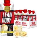 Lean Body Ready-to-Drink Banana Protein Shake, 40g Protein, Whey Blend, 0 Sugar, Gluten Free, 22 Vitamins & Minerals, 17 Ounce (Recyclable Carton & Lid - Pack of 12) LABRADA