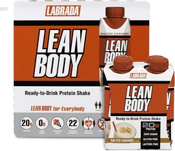 LABRADA NUTRITION - Lean Body ETA Whey Protein Shake, Convenient On-The-Go Meal Replacement Shake for Men & Women, 20 g Protein – Zero Sugar, Lactose & Glutten Free, Αλατισμένο Caramel (Pack of 16)