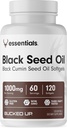 Bucked Up Black Seed Oil 1000mg Per (Black Cumin Tohum Yağı) Essentials (60 Hizmet, 120 Softgels)
