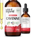 Wild & Organic Cayenne Pepper Tincture - Capsaicin Supplements for Digestive Support - Cayenne Pepper Ekstras - Vegan, Alkol-Free Drops - 2 fl ozzz