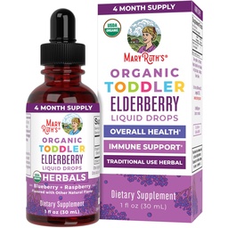 MaryRuth Organics Toddler Elderberry Syrup, USDA Organic Elderberry, Sugar Free Kids Immune Support Supplement for Ηλικίες 1-3 Χρόνια, Clean Label Project Επαληθευμένο®, Vegan, Non-GMO, Gluten Free, 1 Fl Oz