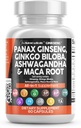Καθαρή Nutraceuticals Panax Ginseng Ginkgo Biloba Ashwagandha Maca Root - Focus Supplement Χάπια για γυναίκες και άνδρες με εκχύλισμα πεύκου, σκόρδο, και Saw Palmetto - 60 Caps
