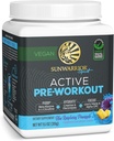 Sunwarrior Pre Workout Toz Energy Drink Vegan Plant-Based Supplement Pump, Hydrate, Focus, Endurance, & Strength Builder Blue Raspberry Pineapple Flavored 30 Servisler Active Preworkout