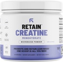 RETAIN Kretine Monohidrat Toz (60 Serv) - 100% Mikronized Yüksek Abhidrasyon Krepin Monohidrat, Lean Kas Mass & Recovery