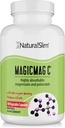 MagicMag C από NaturalSlim, Μαγνήσιο Κιτρικό με Κάλιο για τη μυϊκή χαλάρωση, την ποιότητα του ύπνου, τη λειτουργία νεύρων & ηλεκτρολυτών Υποστήριξη, ημερήσιο συμπλήρωμα μαγνησίου για άνδρες και γυναίκες, 100 κάψουλες 1pk