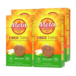 Metamucil, Fiber Thins, καθημερινή Psyllium συμπλήρωμα ινών Husk, υποστηρίζει Digestive Υγεία και Ικανοποιήσεις Πείνα, Apple Crisp Γεύση, 48 Σύνολο Σερβίρει (4 συσκευασίες των 12)