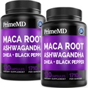 6-in-1 Organik Maca Root Ashwagandha Capsules 1710 mg with DHEA and Black Pepper Fruit Extract for Women and Men - Black Maca Supplement for Stamina, Bone and Mood Support Supplement, 120ct (Pack of 2)