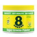 8Greens Super Greens Toz | Prebiyotik & Probiyotik Mix Superfoods for Gut Health, Metabolism, Debloating, Fiber, Digestive Enzymes, Organik: Spirulina, Chlorella, Lemon Lime, 25 Servisler
