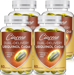 Ubiquinol CoQ10 600 MG Softgels με Omega-3 & Shilajit & PQQ, Advanced Dual-Delivery Coenzyme-Q10, Active CoQ10 Ubiquinol Supplement for Fertility, Antioxidant, Heart, Brain & Energy, 240 Services
