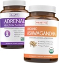 Adrenal & Ashwagandha (1-Month Supply) Calm & Energize Log - L-Tyrosine (120 Capsules) ve USDA Organik Ashwagandha 1350 Ashwakova Köklü Toz (60 Capsules)