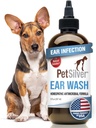 PetSilver Dog Ear Cleaner Solution – Gentle Ear Wash for Dogs and Cats with Chelated Silver – Otic Rinse Formula Targets Wax Buildup, Smelly Odor, and Itchy or Irritated Areas - Made in USA - 8 fl oz