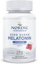 Nordic Naturals Zero Sugar Melatonin Gummies, Raspberry - 60 Gummies - 1.5 mg Melatonin - Büyük Tadı - Restful Sleep, Anti-GMO, Vegan - 60 Hizmet