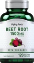 Piping Rock Beet Root Capsules | 1500 mg | 120 Pills | Erkekler ve Kadınlar için Herbal Ekstra Tamam | Beta Vulgaris | Non-G Beta, Gluten Free Free