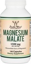 Magnezyum Malate Capsules (180 Count) - 1.500 mg Per Servis (Magnesium Bonded to Malic Acid), Üçüncü Parti Test Edildi, Vegan Dostu, Gluten Free Tarafından Double Wood Supplements