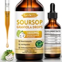 Soursop Graviola Liquid Drops 1800 mg, Doğal Antioksi, Hücre Desteği ve Rejenerasyonu, Immune Boost, Soursop Bitters, Sugar-Free, Non-GMO, Vegan, Orange Flavor, 2 FL OZ