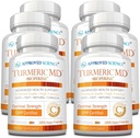 Onaylanmış Bilim Turmeric MD - BioPerine &% 95 Standardized Turmeric Curcuminoids - 360 Capsules (6 Ay Supply)
