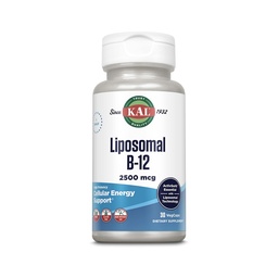 KAL Λιποσωμική Βιταμίνη Β12 2500 mcg, Υψηλή Απορρόφηση, Λιποσωμική Τεχνολογία, Κυτταρική Ενέργεια Υποστήριξη, Κάψουλες Vegan, Χωρίς Γλουτένη, Κατασκευασμένη Χωρίς Σόγια, 30 Σερβιέτες