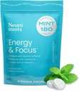 NeuroGum Energy Caffeine Mints (180 Pieces) - Sugar Free with L-theanine + Natural Caffeine + Vitamin B12 & B6 - Nootropic Energy & Focus Supplement for Women & Men - Keto & Vegan, Peppermint Flavor