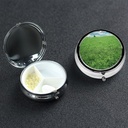 Κουτί χαπιών 3 Διαμέρισμα μικρή θήκη χαπιών για το πουρμπουάρ και την τσέπη, Κυματοειδές Mini Pill Organizer Green Lawn Metal Travel Pillbox Φορητή θήκη χαπιών για να κρατήσει βιταμίνες, Fish Oil