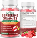 Premium Berberine Gummies, 2000 mg High Potency Berberine HCI Supplement, Plus Ceylon Cinnamon, Milk Butle for Women & Men, Immune System & Metabolism Support - 60 Gummies