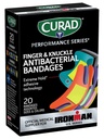 CURAD Performans Serisi IRONMAN Antibacterial Bandages, Extreme Hold Prestige Technology, Finger & Knuckle Bandages, Flex Fabric, Diversity Pack with Assorted Dimensions & Colors, 20 Count