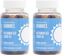 NaturesPlus Gummies Βιταμίνη D3 1000 IU, Μικτό μούρο - 60 Gummies, Πακέτο των 2 - Προάγει την υγεία των οστών & Ανοσολογική λειτουργία - Vegan, Χωρίς γλουτένη, Μη ΓΤΟ - 120 Σύνολο Υπηρεσίες