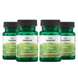 Swanson L. Reuteri Probiotic Plus w/L. Rhamnosus L. Acidophilus & FOS Prebiotic Digestive Support - Προάγει την υγεία των ορνίθων w/ 7 Δισεκατομμύρια CFU ανά κάψουλα - (30 κάψουλες λαχανικών) (4 Συσκευασία)