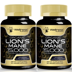 Lions Mane Συμπληρώματα κάψουλες - 120 Count - συμπλήρωμα μανιταριών, Συμπληρώματα εγκεφάλου για τη μνήμη και εστίαση, κάψουλες μανιταριών Lion's Mane Mushroom - Γνωστική & ανοσοποιητική υποστήριξη, συμπλήρωμα εστίασης - 2 Pack