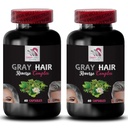Saç zenginliği - GRAY HAIR REVER - Saç revitalizer, Color boost, Hairt hair, Saç dökülmesi, Saç dönüşümü, Parlak saç rengi 2 Şişe 120 Capsules