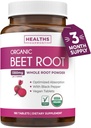 Organic Beet Root Powder Tablets - Extra Strength Beet Supplement with Black Pepper Extract for Enhanced Absorption to Support Heart Health Nitric Oxide Production & Athletic Performance (3 Months)