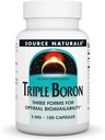 Source Naturals, Triple Boron, Three Forms for Optimal Bioavailibilty*, Contains 3 Forms of The Trace Mineral Boron - Citrate, Aspartate, and Glycinate, 3 mg - 100 Capsules