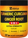 6 1 Turmeric Curcumin + Ginger Capsules, Ginger, Mor Bulb, Bromelain, Moringa, Black Pepper - 120 Capsules