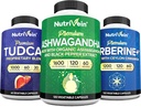 Nutrivein Premium TUDCA, Berberine Supplements ve Ashwagandha Supplements Sche: High-Ab component Berberine Complex, Ashwagandha Root, & TUDCA for Detox, Vitality & Well-Being