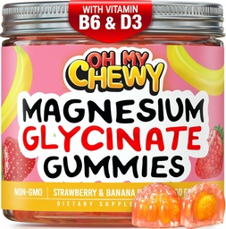 Κεντρο-γεμισμένο Μαγνήσιο Glycinate Gummies 400MG - Υψηλή απορρόφηση για παιδιά, εφήβους και ενήλικες - Συμπλήρωμα για ύπνο, ηρεμία & μυϊκή χαλάρωση με B6 & D3 - Gluten Free & Vegan Friendly - 120 Count