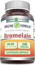 Amazing Formulas Bromelain 500 mg 2400 GDU, Veggie Capsules | Non-GMO | Gluten Free | Made in USA | Ideal for Vegetarians (240 Count)