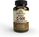 Windmill Natural Vitamins C 500 mg, Rose HIPS ve Bioflavonoids ile, Immune ATM, Antioksi Support, Chewable Tabletler, Acerola Berry, 50 Tablet, 50 Hizmet