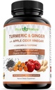 120 USDA Organik Turmeric Root Toz, USDA Organik Ginger Toz ve Apple Cider Vinegar Toz, Curcumin (95 Curcuminoids) ve Bioperine, Veggie Capsules'de hizmet başına 1410 mg