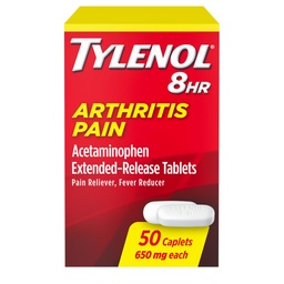 Tylenol 8 Ωριαία Αρθρίτιδα Ανακουφιστικό του πόνου Εκτεταμένα δισκία, 650 mg Acetaminophen, Joint Pain Reliever & Fever Reducer Medicine, στοματικός πόνος Reliever για Αρθρίτιδα & πόνο αρθρώσεων, 50 Count