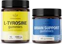 HERBAMAMA L-Tyrosine ve Beyin Destek Kit - 1000 mg L-Tyrosine & Brain Support Complex Gummies - Vegan, Non-GMO, Gelatin-Free - 2 Pack