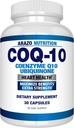 Arazo Nutrition CoQ10 Ubiquinone Coenzyme Q10-200mg Μέγιστη δύναμη Συμπλήρωμα διατροφής - Κάψουλες υψηλής απορρόφησης χωρίς σόγια