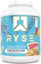 RYSE Loaded Protein Powder - Skippy Φυστικοβούτυρο - 25g Whey Protein Isolate & Concent with Prebiotic Fiber & MCTs - Χαμηλό υδατάνθρακες, χαμηλή ζάχαρη, Digestive-Friendly - 54 Σερβιέτες / 4 lb Tub