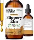 Wild & Organic Slippery Elm Drops - Lung, Digestive & Women's Support - Slippery Elm Bark Tincture - Sıvı Ulmus Rubra Ekstraksiyon Tamam - Vegan, Şeker & Alkol Özgür - 2 fl oz