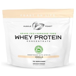 Μύες Feast Grass-Fed Whey πρωτεΐνη συμπυκνωμένο σκόνη, όλα τα φυσικά, χωρίς ορμονική πάστα Αυξημένη πρωτεΐνη Whey σκόνη για γυναίκες & άνδρες, καθαρό, μη-GMO & χωρίς γλουτένη συμπυκνωμένο Whey - Βανίλια, 5lb