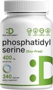Phosphatidylserine Supplement, 400 mg Servis, 240 Capsules - Soy Free Sunflower Lecithin Source